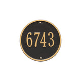 Whitehall Round 9" Diameter Wall 1-Line Personalized Address Plaque - Black/Gold