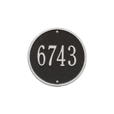 Whitehall Round 9" Diameter Wall 1-Line Personalized Address Plaque - Black/Silver