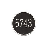 Whitehall Round 9" Diameter Wall 1-Line Personalized Address Plaque - Black/White