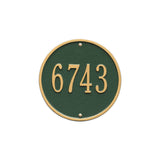 Whitehall Round 9" Diameter Wall 1-Line Personalized Address Plaque - Green/Gold