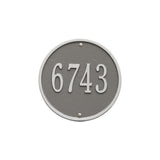 Whitehall Round 9" Diameter Wall 1-Line Personalized Address Plaque - Pewter/Silver