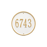 Whitehall Round 9" Diameter Wall 1-Line Personalized Address Plaque - White/Gold