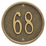 Whitehall Round 6" Diameter Wall 1-Line Personalized Address Plaque - Antique Brass