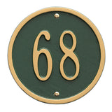 Whitehall Round 6" Diameter Wall 1-Line Personalized Address Plaque - Green/Gold