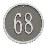 Whitehall Round 6" Diameter Wall 1-Line Personalized Address Plaque - Pewter/Silver