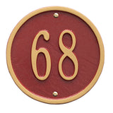 Whitehall Round 6" Diameter Wall 1-Line Personalized Address Plaque - Red/Gold