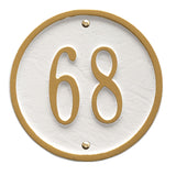 Whitehall Round 6" Diameter Wall 1-Line Personalized Address Plaque - White/Gold