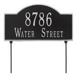 Whitehall 2-Sided Arch Standard Lawn 2-Line Personalized Address Plaque - Black/Silver