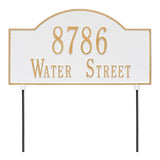 Whitehall 2-Sided Arch Standard Lawn 2-Line Personalized Address Plaque - White/Gold