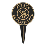 Whitehall Please Be Respectful Dog Courtesy Lawn Stake, Black/Gold cast aluminum lawn sign