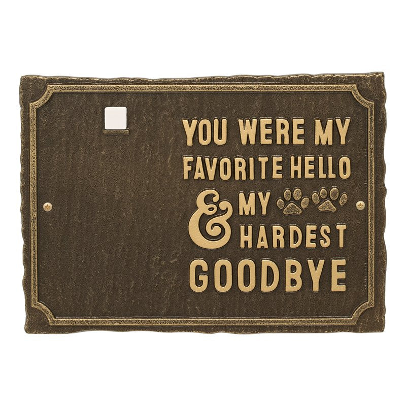 Whitehall My Hardest Goodbye Pet Memorial Photo Wall Sign - Antique Brass