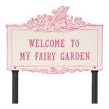 Whitehall Welcome to My Fairy Garden Lawn Plaque - Magenta/Stucco