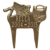 Whitehall Guardian Angel Pet Cat Memorial Lawn Personalized Plaque - Antique Brass