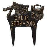 Whitehall Guardian Angel Pet Cat Memorial Lawn Personalized Plaque - Black/Gold
