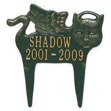 Whitehall Guardian Angel Pet Cat Memorial Lawn Personalized Plaque - Green/Gold