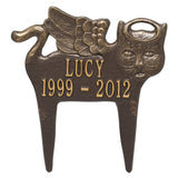 Whitehall Guardian Angel Pet Cat Memorial Lawn Personalized Plaque - Bronze/Gold