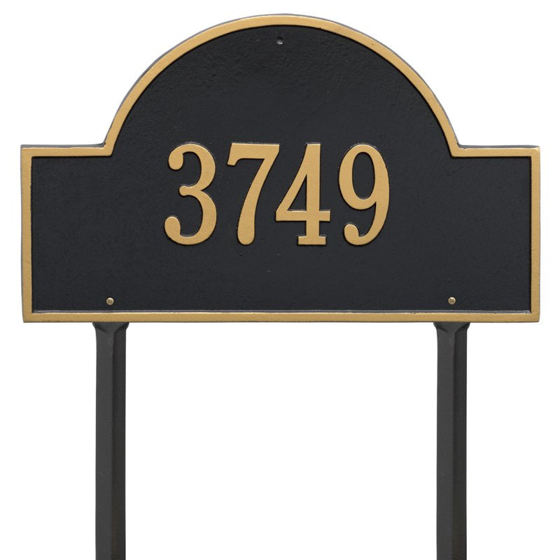 Whitehall Arch Marker Estate Lawn 1-Line Personalized Address Plaque - Black/Gold