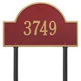 Whitehall Arch Marker Estate Lawn 1-Line Personalized Address Plaque - Red/Gold