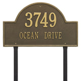 Whitehall Arch Marker Estate Lawn 2-Line Personalized Address Plaque - Antique Brass