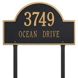 Whitehall Arch Marker Estate Lawn 2-Line Personalized Address Plaque - Black/Gold