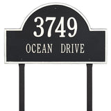 Whitehall Arch Marker Estate Lawn 2-Line Personalized Address Plaque - Black/White