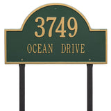 Whitehall Arch Marker Estate Lawn 2-Line Personalized Address Plaque - Green/Gold