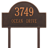 Whitehall Arch Marker Estate Lawn 2-Line Personalized Address Plaque - Oil-Rubbed Bronze