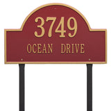 Whitehall Arch Marker Estate Lawn 2-Line Personalized Address Plaque - Red/Gold