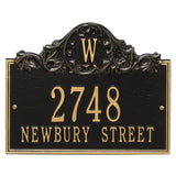 Whitehall Acanthus Monogram Wall 3-Line Personalized Address Plaque - Black/Gold