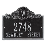 Whitehall Acanthus Monogram Wall 3-Line Personalized Address Plaque - Black/Silver