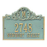 Whitehall Acanthus Monogram Wall 3-Line Personalized Address Plaque - Bronze/Verdigris