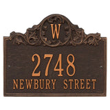Whitehall Acanthus Monogram Wall 3-Line Personalized Address Plaque - Oil-Rubbed Bronze