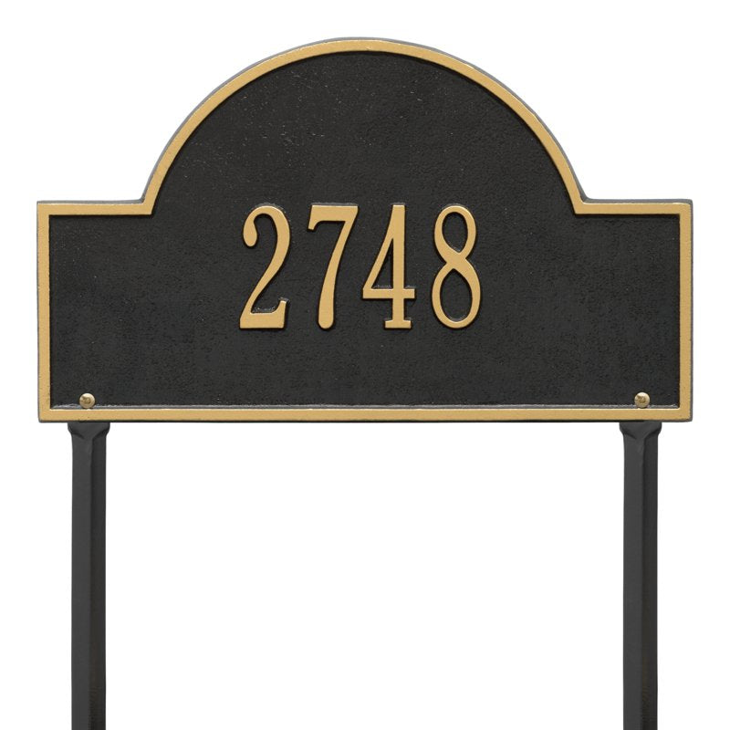 Whitehall Arch Marker Standard Lawn 1-Line Personalized Address Plaque - Black/Gold