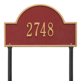 Whitehall Arch Marker Standard Lawn 1-Line Personalized Address Plaque - Red/Gold