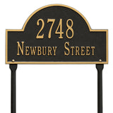 Whitehall Arch Marker Standard Lawn 2-Line Personalized Address Plaque - Black/Gold
