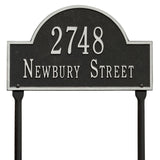 Whitehall Arch Marker Standard Lawn 2-Line Personalized Address Plaque - Black/Silver