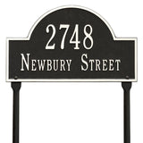 Whitehall Arch Marker Standard Lawn 2-Line Personalized Address Plaque - Black/White