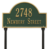 Whitehall Arch Marker Standard Lawn 2-Line Personalized Address Plaque - Green/Gold