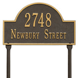 Whitehall Arch Marker Standard Lawn 2-Line Personalized Address Plaque - Bronze/Gold