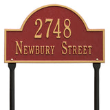 Whitehall Arch Marker Standard Lawn 2-Line Personalized Address Plaque - Red/Gold