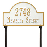 Whitehall Arch Marker Standard Lawn 2-Line Personalized Address Plaque - White/Gold