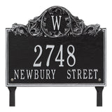 Whitehall Acanthus Monogram Lawn 3-Line Personalized Address Plaque - Black/Silver
