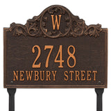 Whitehall Acanthus Monogram Lawn 3-Line Personalized Address Plaque - Oil-Rubbed Bronze