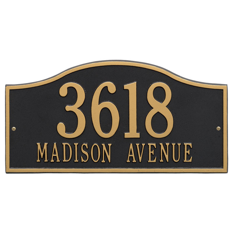Whitehall Rolling Hills Plaques Grand Wall 2-Line Personalized Address Plaque - Black/Gold