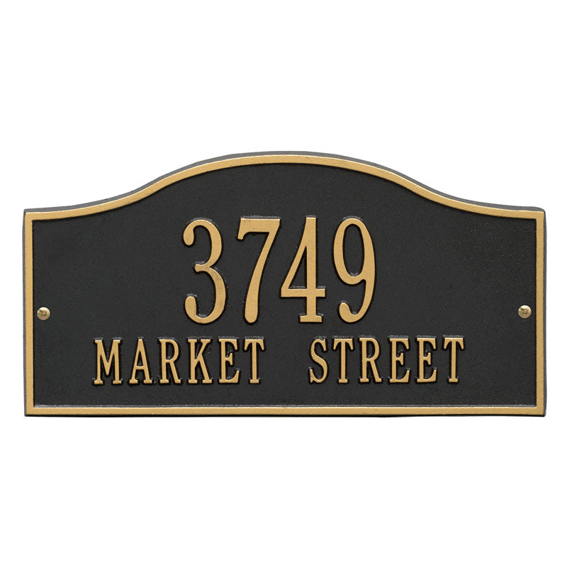 Whitehall Rolling Hills Plaques Standard Wall 2-Line Personalized Address Plaque - Black/Gold