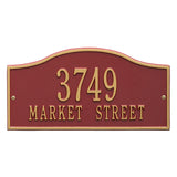 Whitehall Rolling Hills Plaques Standard Wall 2-Line Personalized Address Plaque - Red/Gold