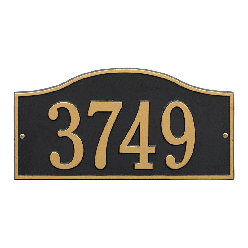 Whitehall Rolling Hills Plaques Standard Wall 1-Line Personalized Address Plaque - Black/Gold