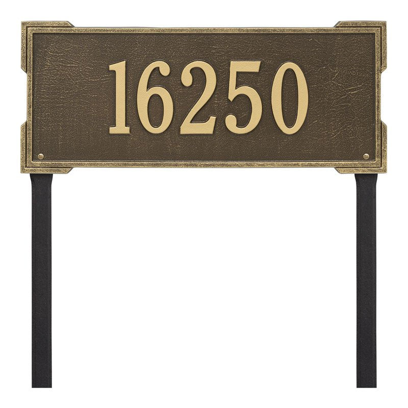 Whitehall Roanoke Estate Lawn 1-Line Personalized Address Plaque - Antique Brass