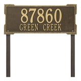 Whitehall Roanoke Estate Lawn 2-Line Personalized Address Plaque - Antique Brass