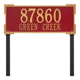 Whitehall Roanoke Estate Lawn 2-Line Personalized Address Plaque - Red/Gold